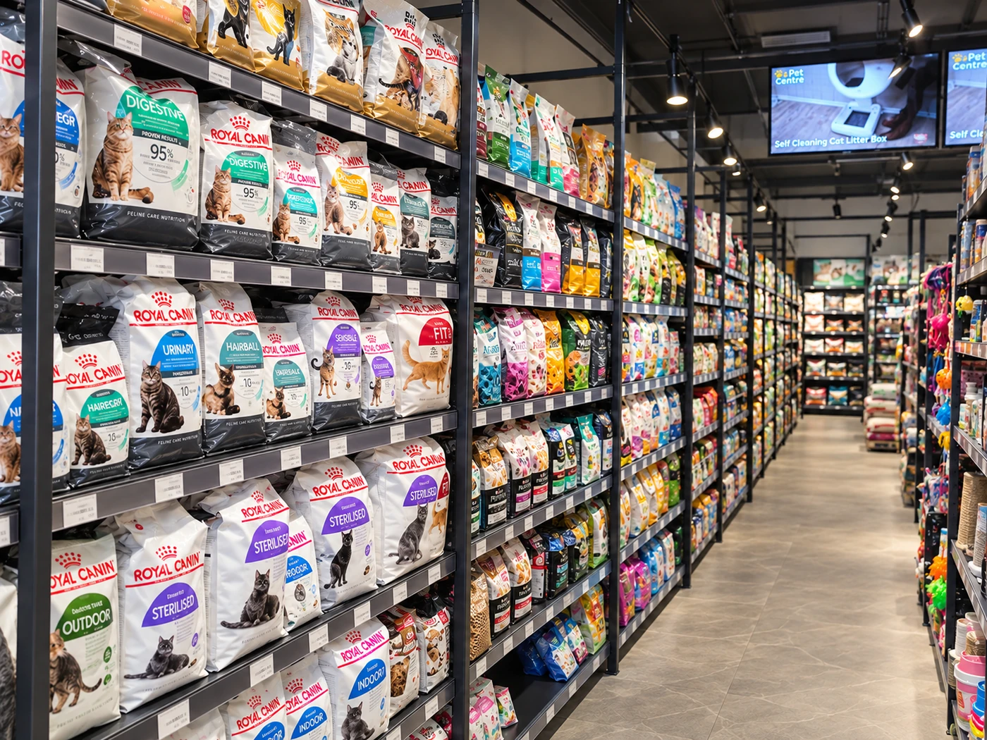 The supplied Royal Canin cat food aisle